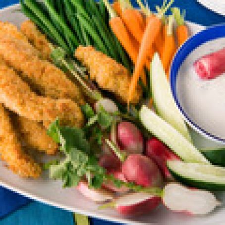 Panko-Crusted Chicken and Crudites with Blue Cheese Dip