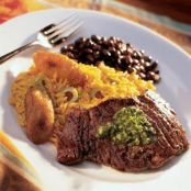 Argentinean Steaks and Yellow Rice With Plantains