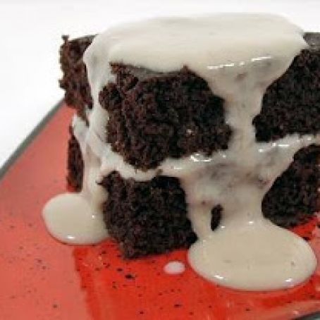 Beet Chocolate Cake with Banana-Peanut Butter Sauce