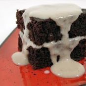 Beet Chocolate Cake with Banana-Peanut Butter Sauce