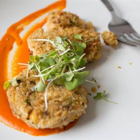 Vegan Crab Cakes with Red Pepper Aioli