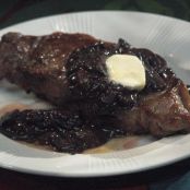 New York Strip Steak with Red Wine Mushroom Sauce