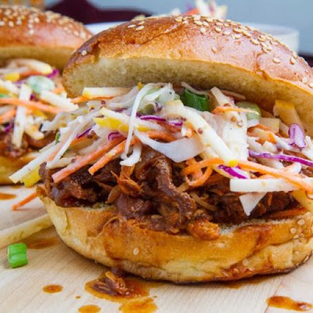 Apple BBQ Pulled Chicken Sandwiches with Apple Slaw