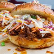 Apple BBQ Pulled Chicken Sandwiches with Apple Slaw