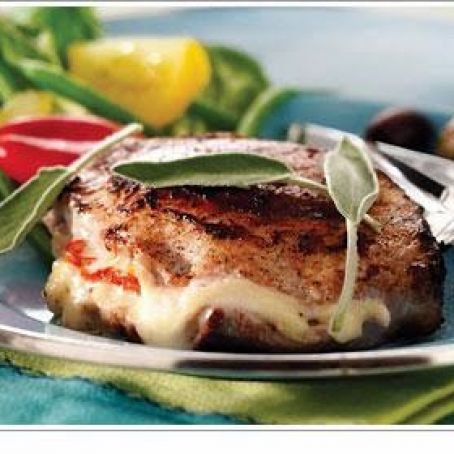 Stuffed Butterflied Pork Chops with Cheese and Sun-Dried Tomatoes