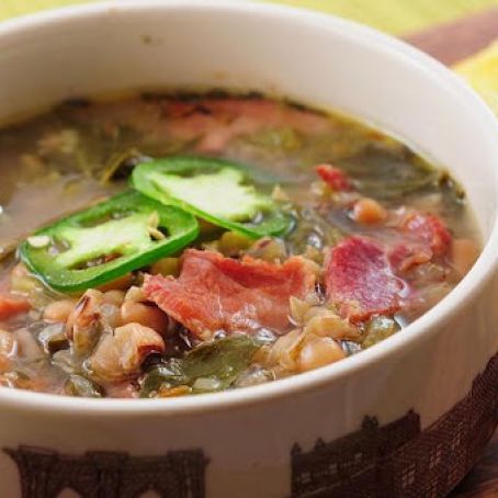Black Eyed Pea Soup with Ham and Greens