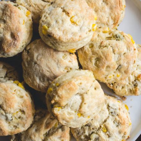 Sweet Corn & Hatch Buttermilk Biscuits with Ricotta Hatch Chile Pimento Cheese - Butterlust