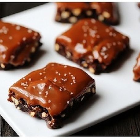 Salted Pretzel Caramel Brownies