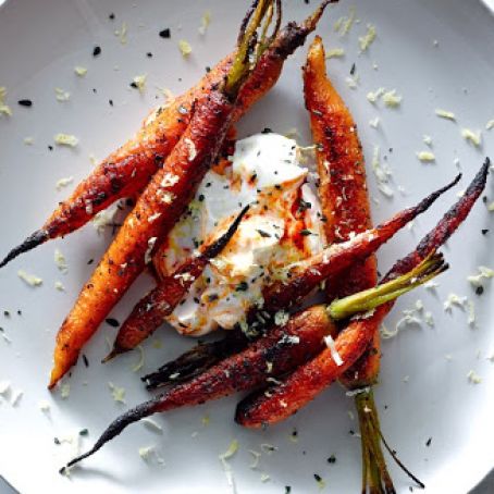 CARROTS****Spice-Crusted Carrots with Harissa Yogurt