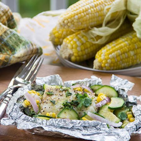 Foil-wrapped summer vegetables