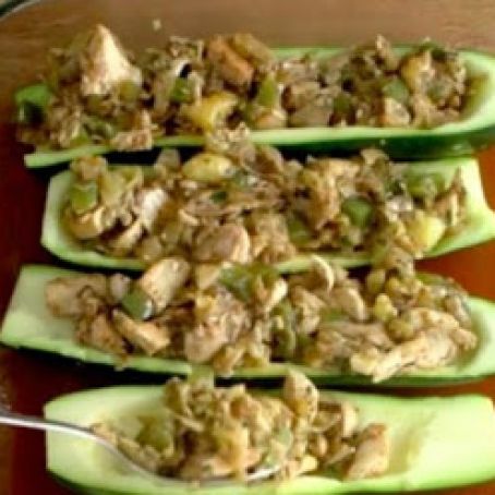 Chicken Enchilada Zucchini Boats
