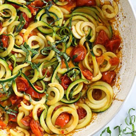 Spiralized Zuccini and Grape Tomatoes