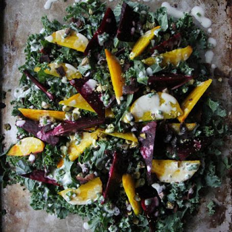 Kale, Beet and Bacon Salad with Goat Cheese Vinaigrette