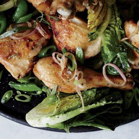 Chicken with Buttered Snap Peas and Tender Lettuces