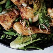 Chicken with Buttered Snap Peas and Tender Lettuces