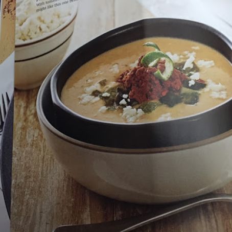 Potato and Cheese soup with Chorizo and Poblano