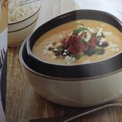 Potato and Cheese soup with Chorizo and Poblano