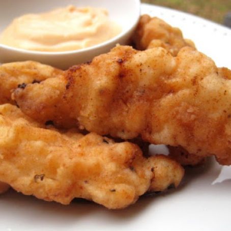 Spicy Garlic Buttermilk Battered Fried Chicken Strips