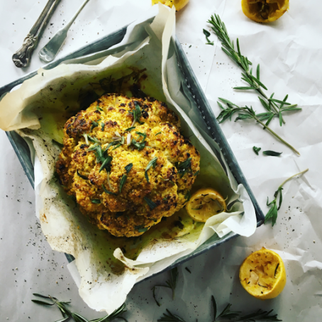Cauliflower with honey, rosemary & turmeric