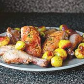 Flat Roasted Chicken with Tiny Potatoes