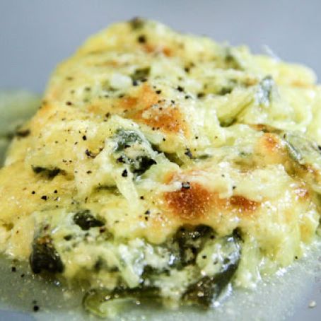 Baked Spaghetti Squash w/ Cheddar Cheese & Spinach