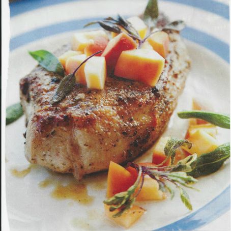 Sage-Rubbed Pork Chops with Pickled Peach Relish