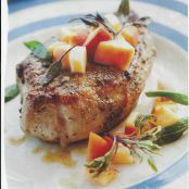 Sage-Rubbed Pork Chops with Pickled Peach Relish