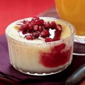 MEYER LEMON PUDDING CAKE WITH POMEGRANATE SEEDS AND SYRUP