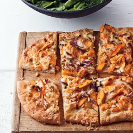 Butternut Squash Flatbread with Cheddar and Pine Nuts