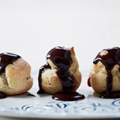 Salted-Caramel Cream Puffs with Warm Chocolate Sauce