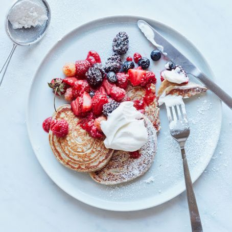 Whole-Wheat Pancakes with Roasted Berries
