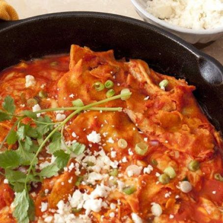 Red Chile Chicken Chilaquiles