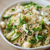 Couscous Salad with Cucumber, Red Onion & Herbs
