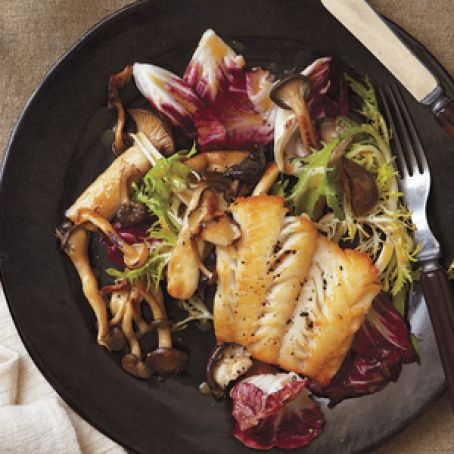 Haddock With Warm Frisée & Mushroom Salad