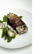 Roasted White Fish Wrapped in Bacon with Lemon Mayonnaise and Asparagus (Jamie Oliver)