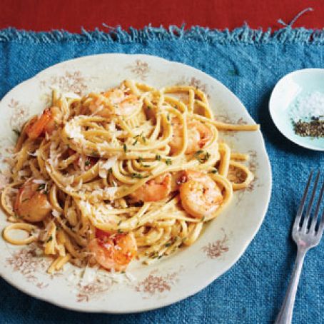 Poblano Cream Pasta with Shrimp