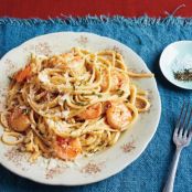 Poblano Cream Pasta with Shrimp