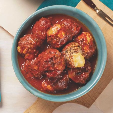 Cheese-Stuffed Meatballs in Smoky Tomato Sauce
