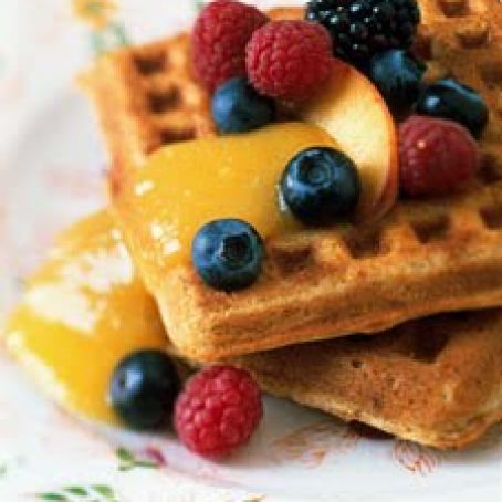 Oat and Whole-Wheat Waffles with Mango Sauce