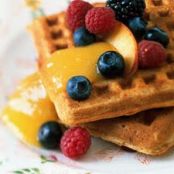 Oat and Whole-Wheat Waffles with Mango Sauce