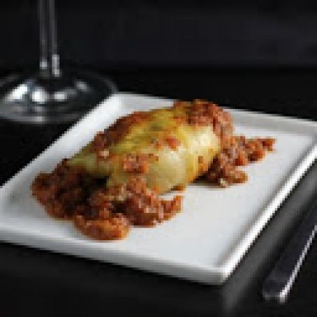 Beef Stuffed Cabbage Rolls in a red wine tomato sauce