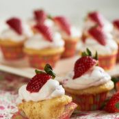 Vanilla Cupcakes with Whipped Strawberry Frosting