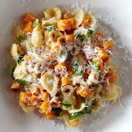 Orecchiette With Squash, Chiles, And Hazelnuts