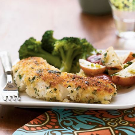 Garlic and Herb Oven Fried Halibut