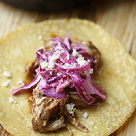 Barbecue Chicken Tacos with Cabbage and Queso