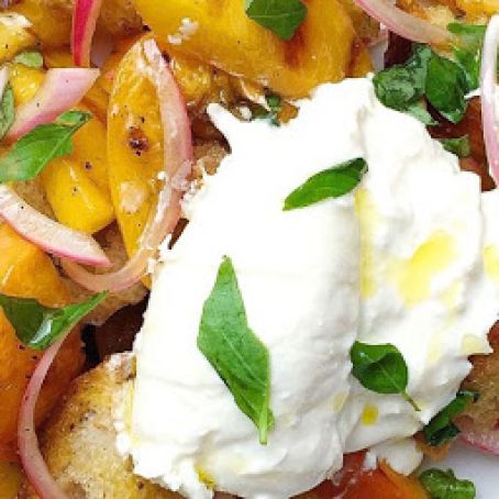 Peach Panzanella with Burrata
