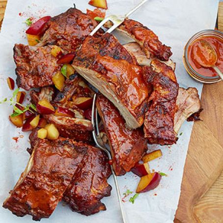Baby Back Ribs with Plum BBQ Sauce