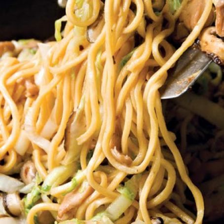 Longevity Noodles With Chicken, Ginger and Mushrooms
