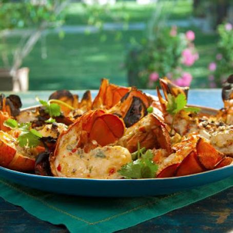 Grilled Lobster Tails with Lemon-Red Fresno Butter Recipe : Bobby Flay : Recipes : Food Network