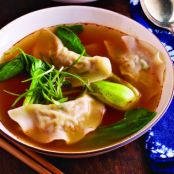 Ginger Chicken Dumpling Soup with Bok Choy & Green Onions